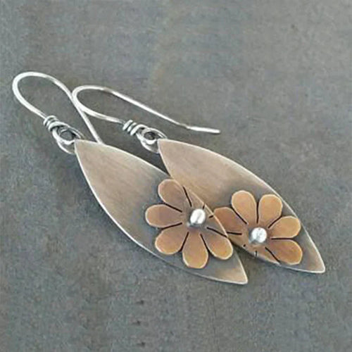 Retro Brown Floral Earrings