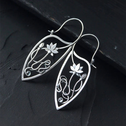 Lotus Flower Earrings in Sterling Silver