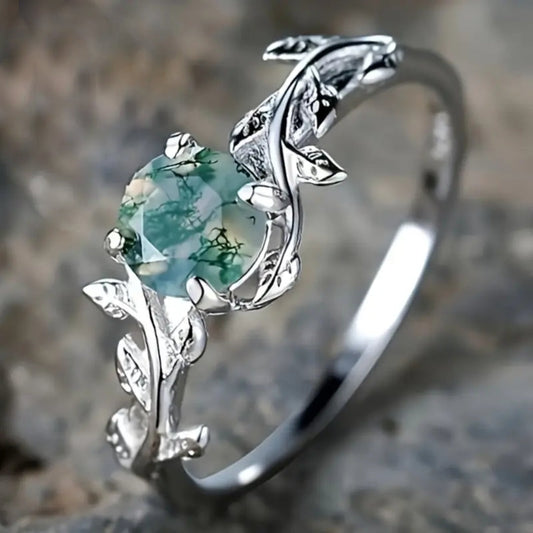 Antique Silver Ring with Green Stone