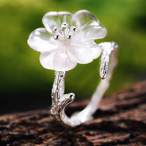 White Lotus Silver Ring
