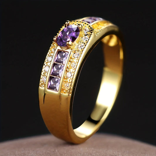 Antique Golden Ring with Purple Zirconia
