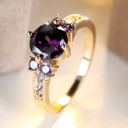 Retro Purple Glass Curved Ring