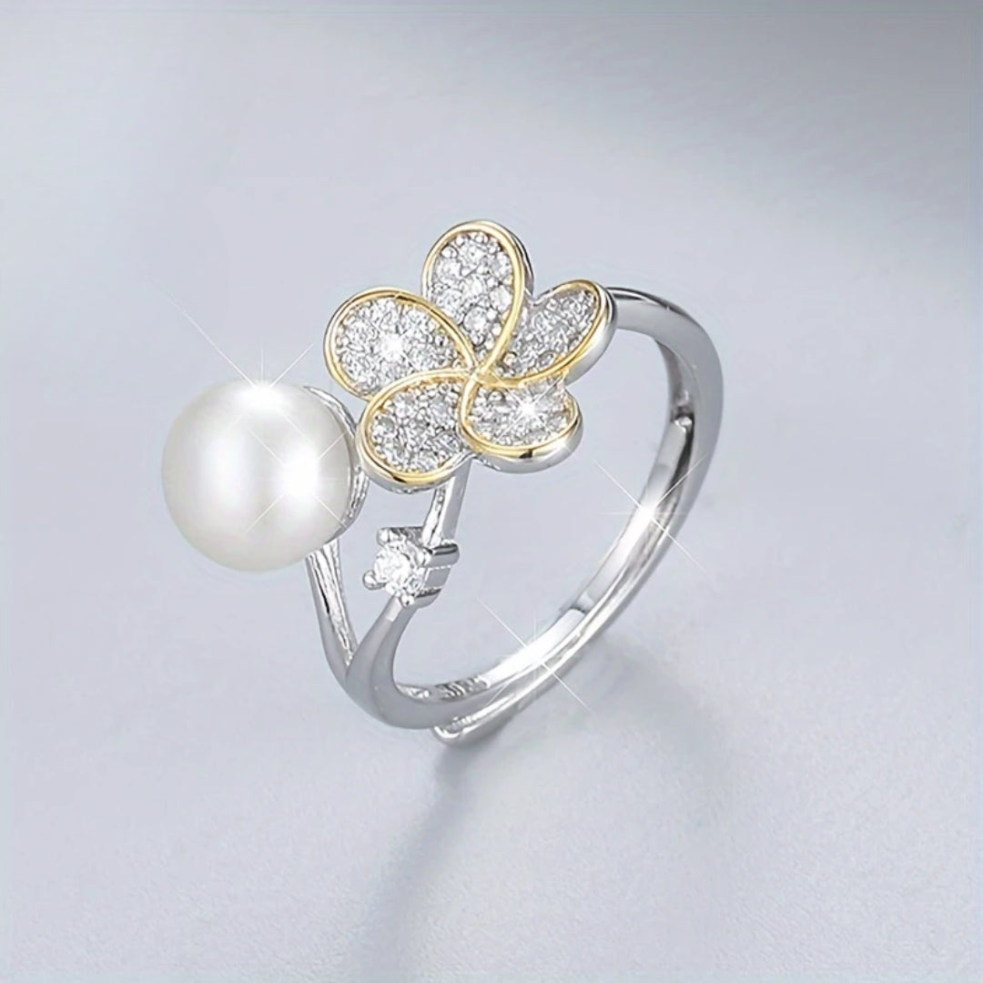 Radiant Pearl Blossom Ring