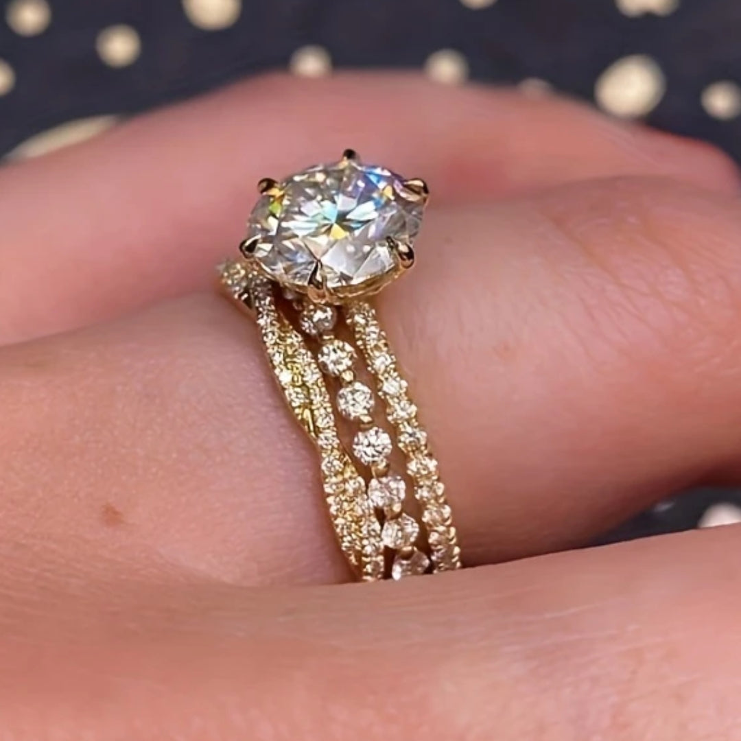 Chic Multi-Layered Gold Zirconia Ring