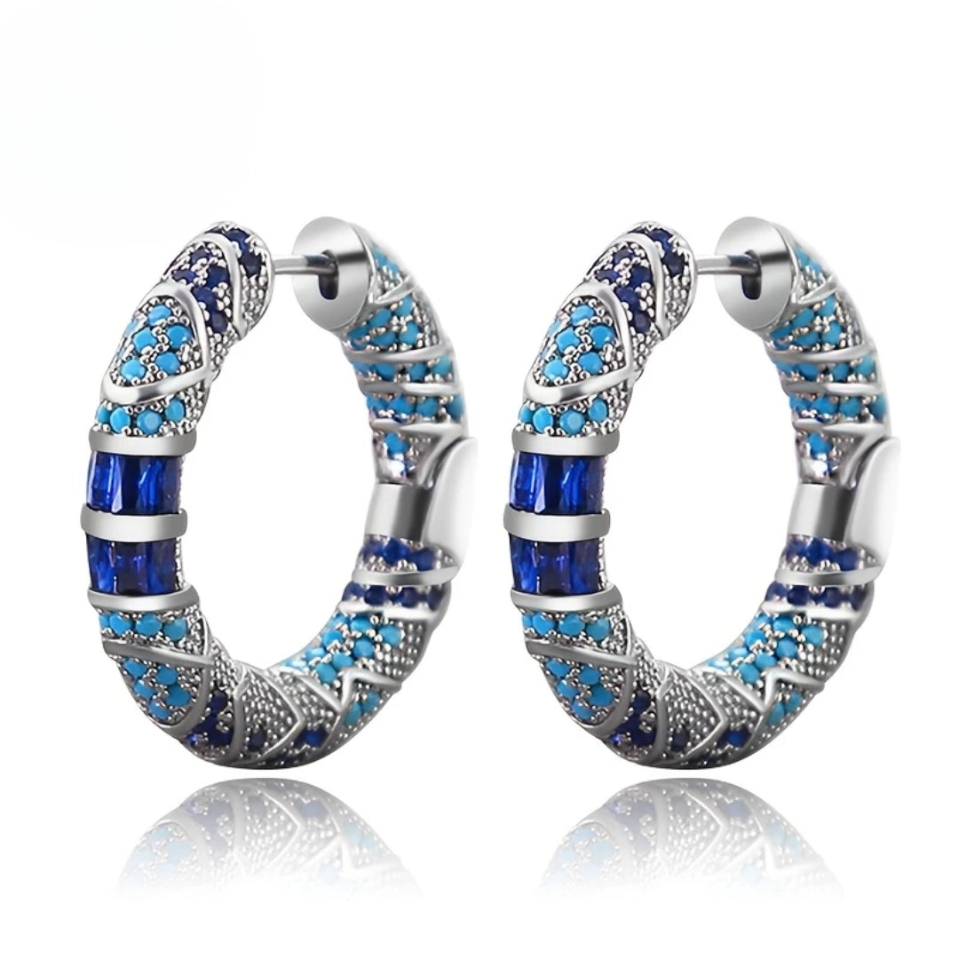 Blue Zirconia Hoops