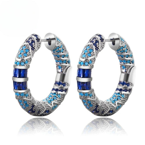 Blue Zirconia Hoops