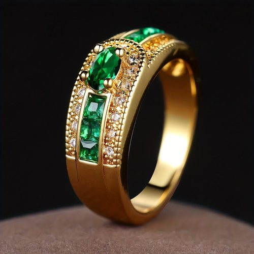Vibrant Green and Gold Ring