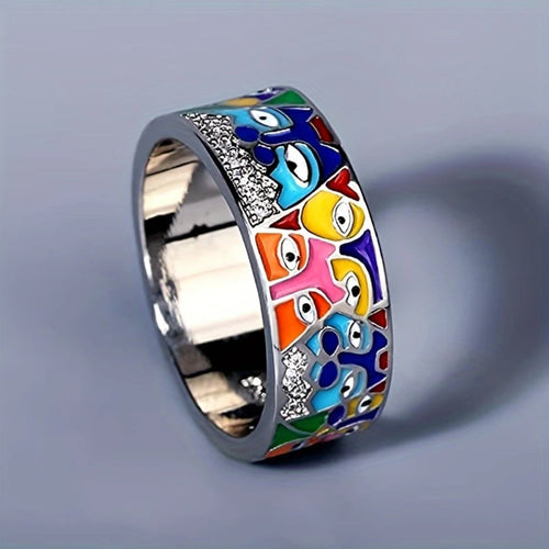 Vibrant Silver Ring with Colorful Gemstones