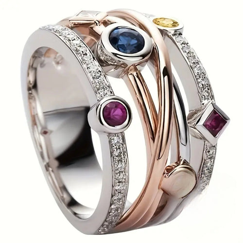 Vibrant Crystal Gemstone Silver Ring