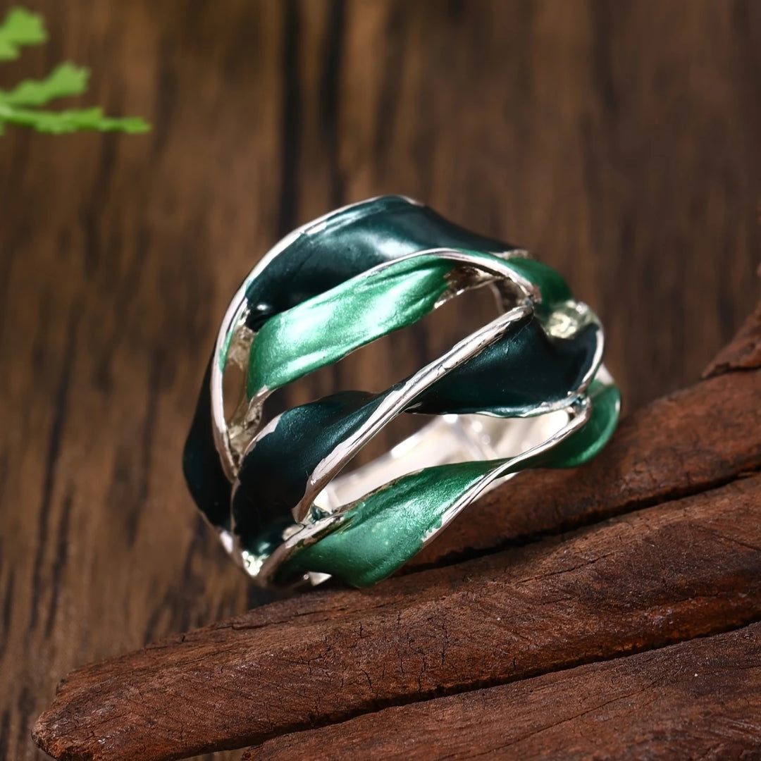 Artisan Hand-Painted Turquoise Stacked Ring