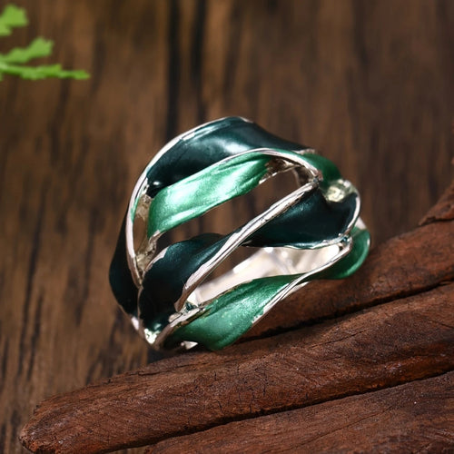 Artisan Hand-Painted Turquoise Stacked Ring