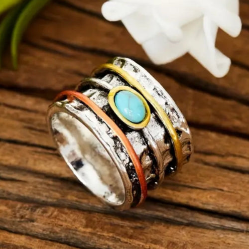 Silver Ring with Blue Stone Accent