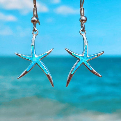 Opal and Silver Starfish Earrings