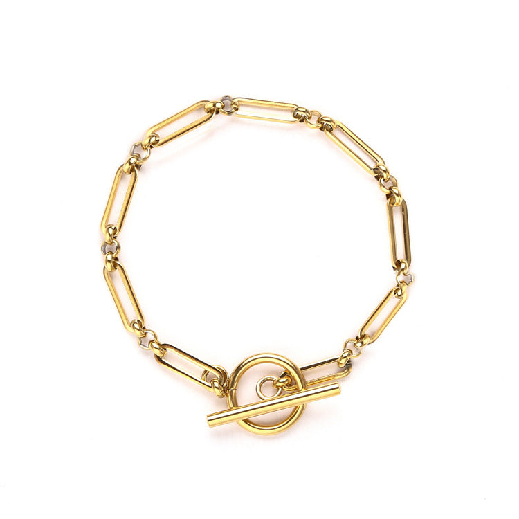 Gold T-Bar Link Bracelet