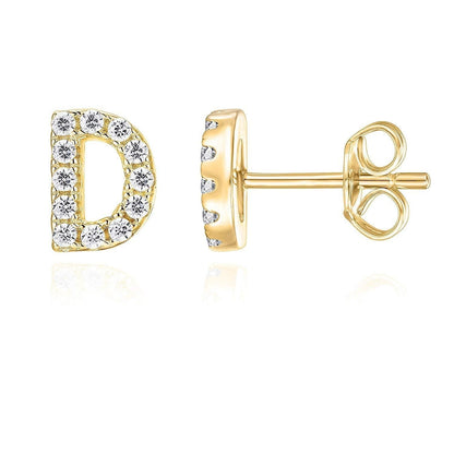 Gold Initial Earring - Single Letter