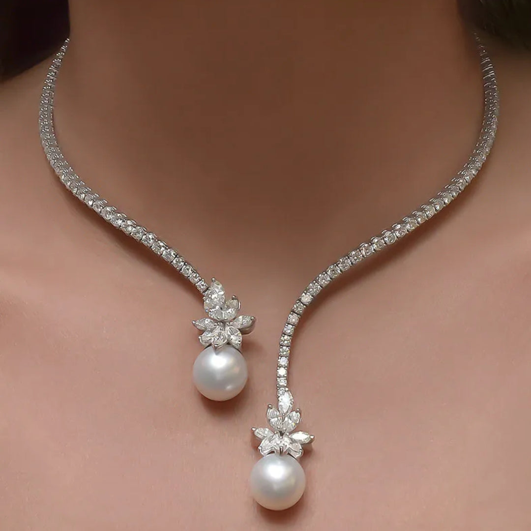 Chic Sterling Silver Pearl Necklace with a Lustrous Finish