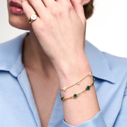 Emerald Link Chain Gold Bracelet