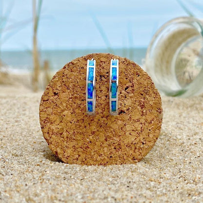 Silver Earrings with Blue Oceanic Opal