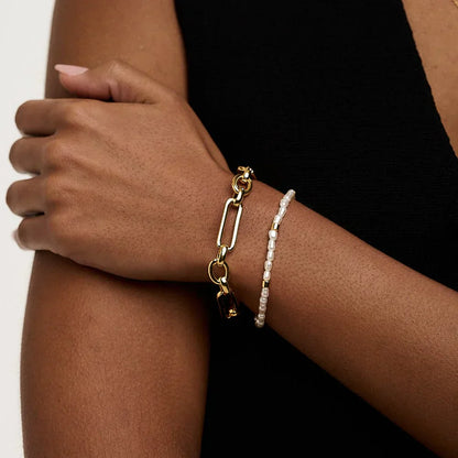 Gold T-Bar Link Bracelet