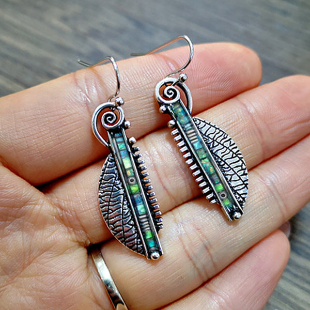 Silver Earrings with Green Crystal Accents