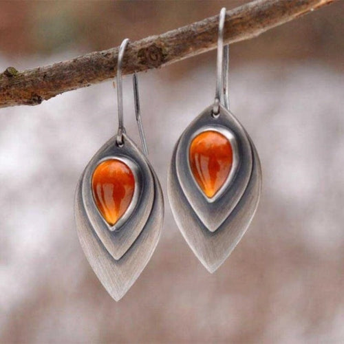 Retro Orange Gemstone Earrings