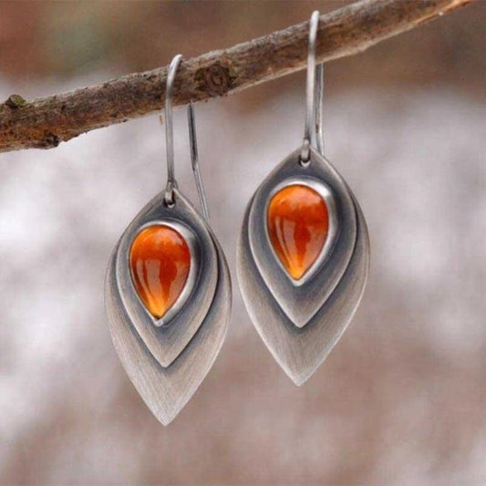Retro Orange Gemstone Earrings