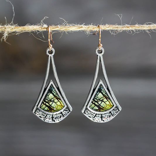Silver Boho Earrings Featuring Natural Stone