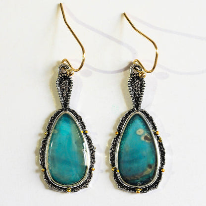 Retro Round Turquoise Stone Earrings