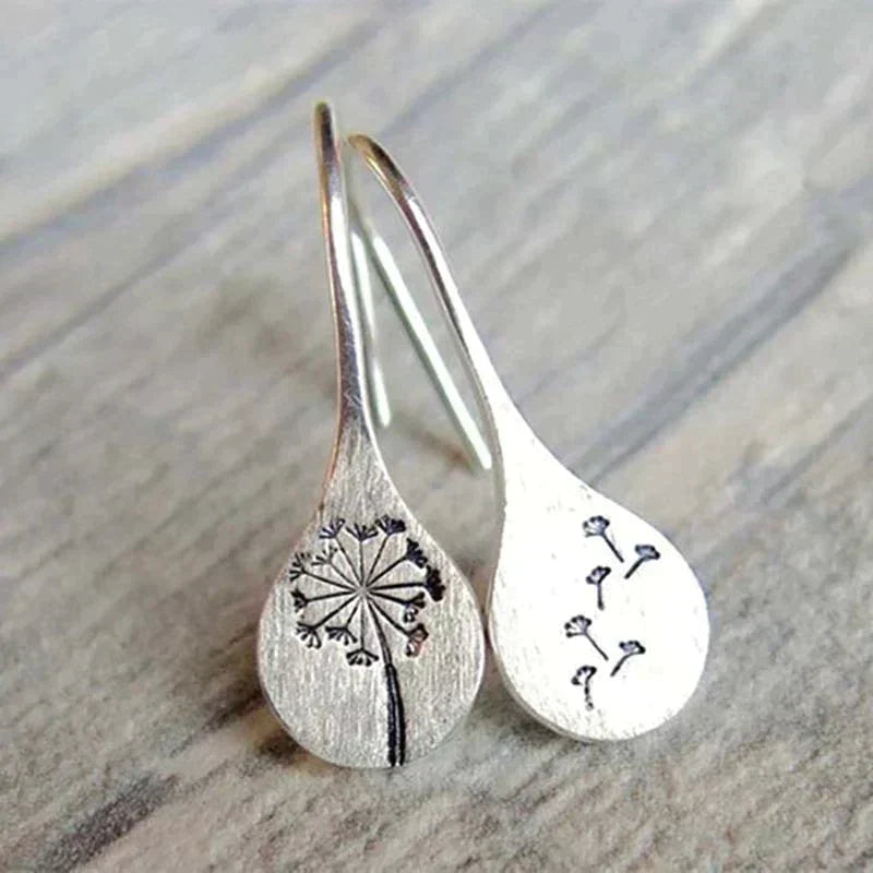 Sterling Silver 925 Dandelion Leaf Earrings