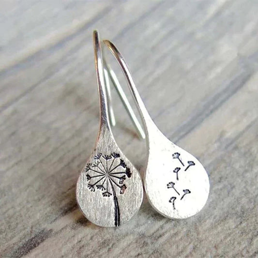 Sterling Silver 925 Dandelion-Inspired Earrings