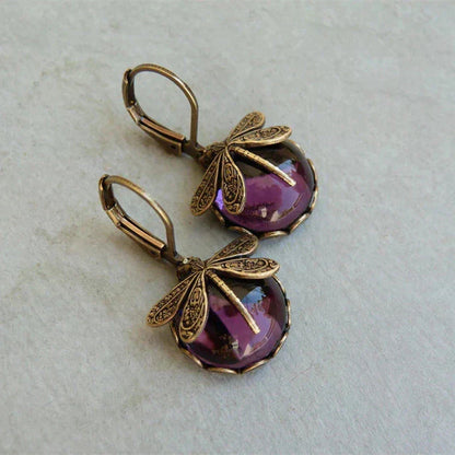 Antique Gold Spherical Dragonfly Earrings - Buy One, Get One Free!