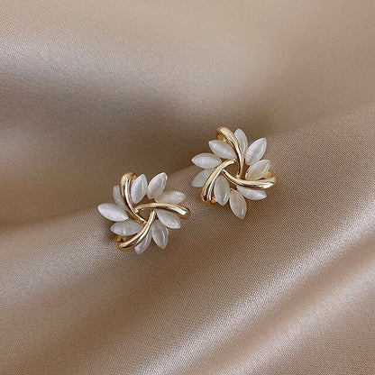 Elegant Gold White Opal Earrings - Buy One, Get One Free!