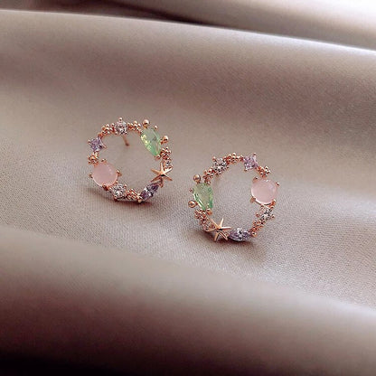 Rose Gold Crystal Floral Earrings - Buy One, Get One Free!