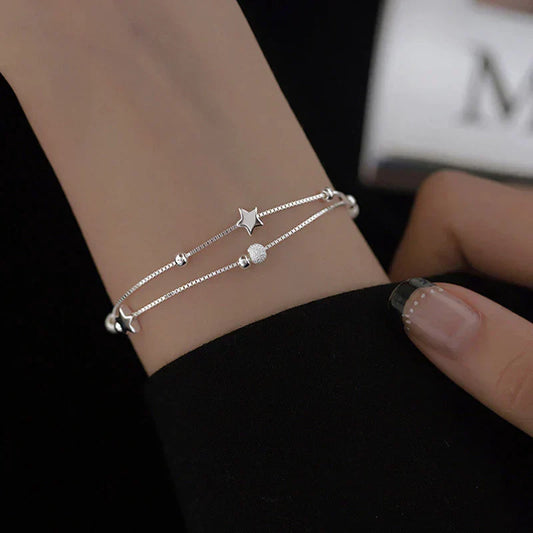 Star-Embellished Silver Bracelet