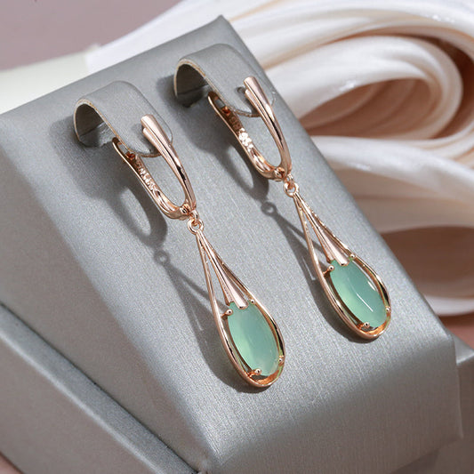 Chic Green Crystal Dangle Earrings