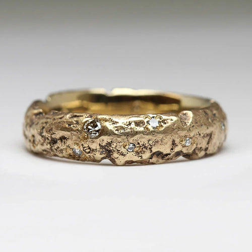Classic Golden Zirconia Forged Ring