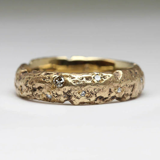 Classic Golden Zirconia Forged Ring