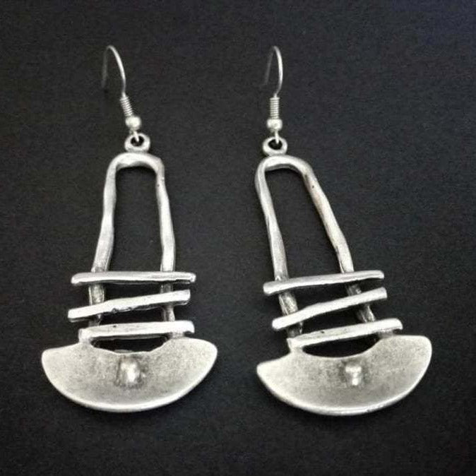 Half-Circle Geometric Staircase Earrings