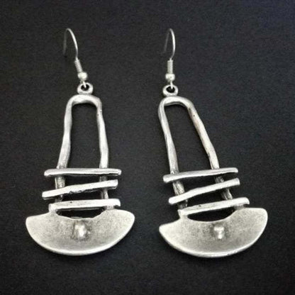 Half-Circle Geometric Staircase Earrings