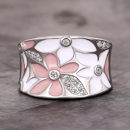 Retro Floral Zirconia Ring