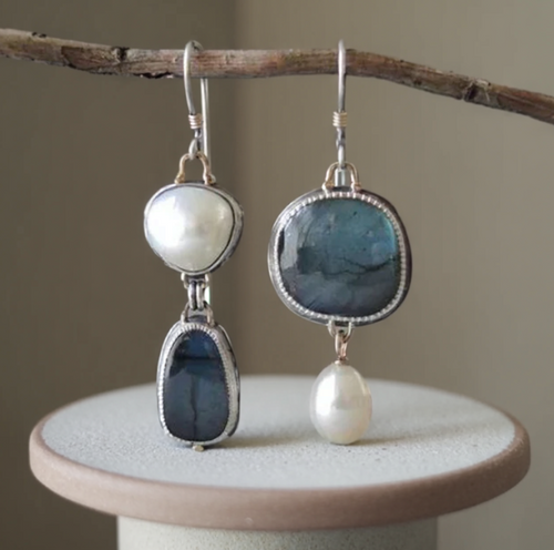 Retro Natural Blue Gemstone Earrings