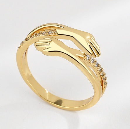 Adjustable Hug Ring featuring Zirconia in Gold and Silver