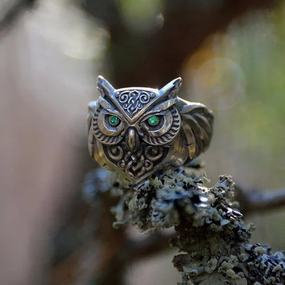 Emerald Owl Ring
