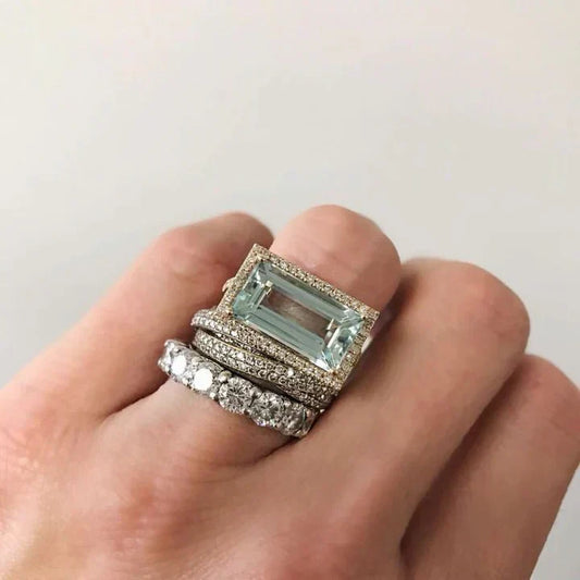 Luxury Blue Stone & Diamond Stack