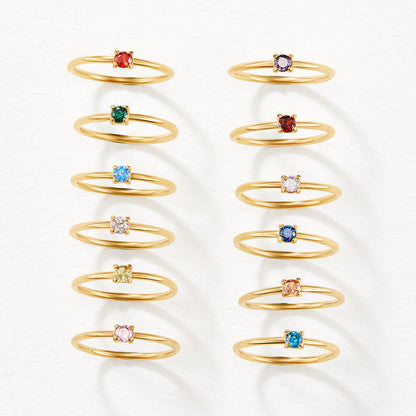 Gold Rings Featuring Birthstones