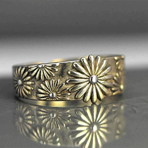 Golden Daisy Blossom Ring