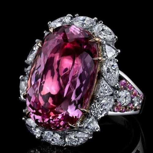 Retro Pink and Bright Silver Ring