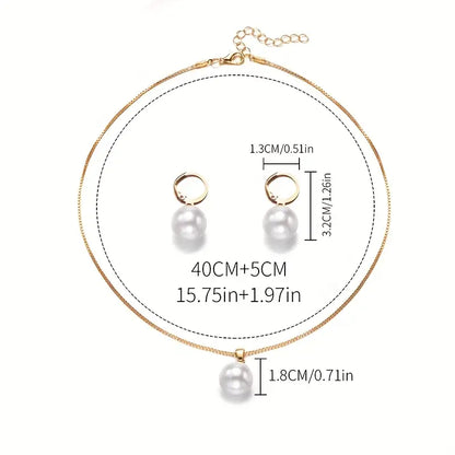 Elegant Gold-Colored Pearl Jewelry Set - Golden Grace Collection