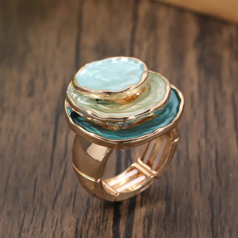 Handcrafted Vintage Round Painted Ring