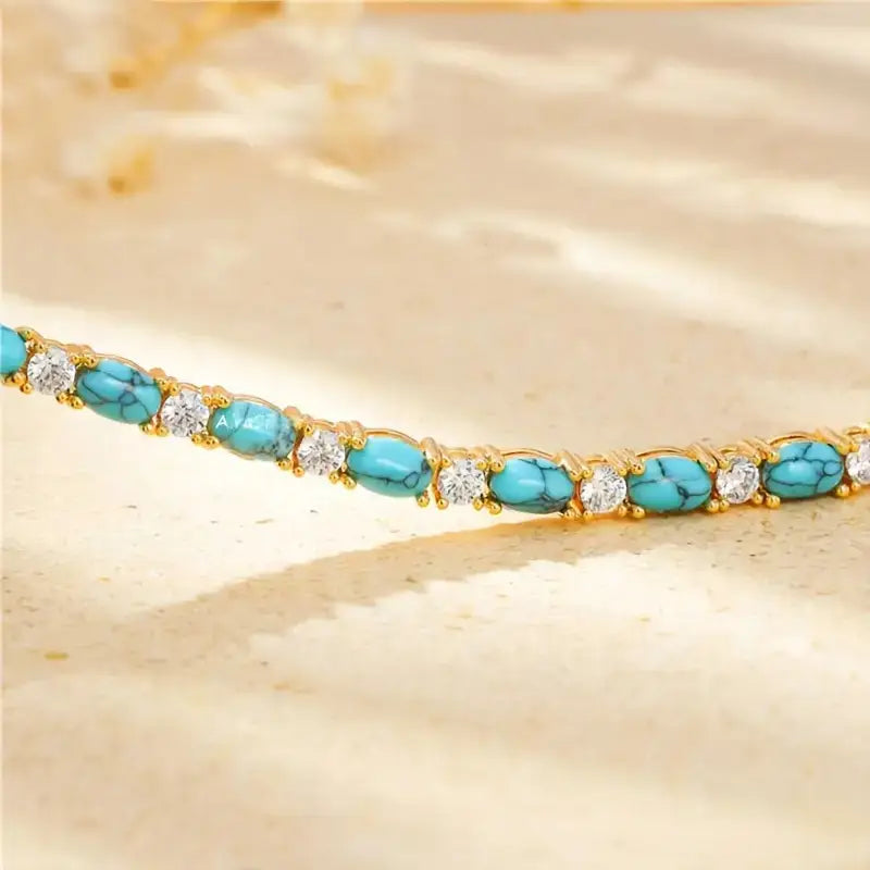 Turquoise Bracelet with Elegant Gold Highlights